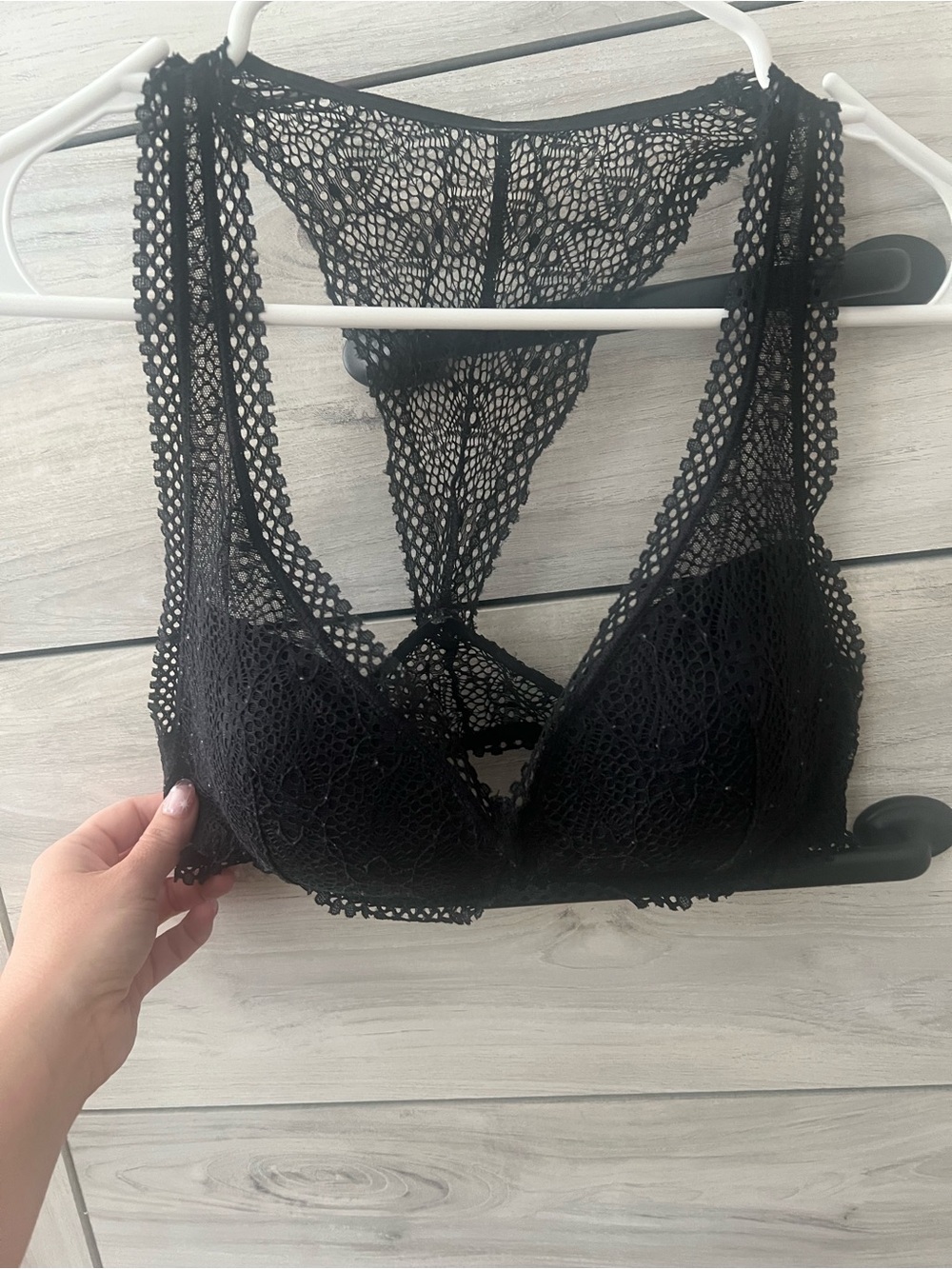 Victoria's Secret Black Crochet Lace Bralette with Racerback